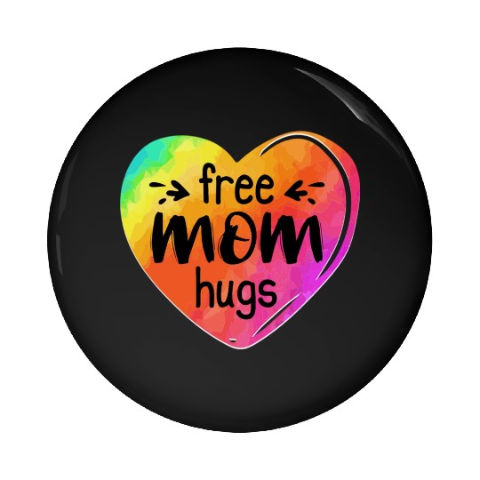 LGBTQIA LGBT Free Mom Hugs Rainbow Heart Gay Pride Pin Buttons