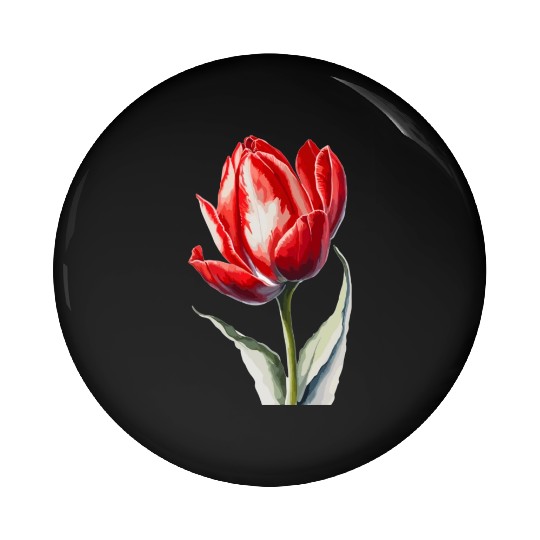 a red tulip flower Watercolor Pin Buttons