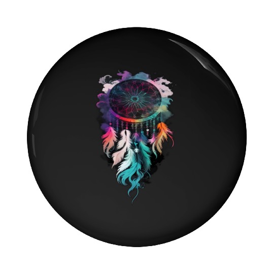 Dreamcatcher with feathers and smoke Pin Buttons