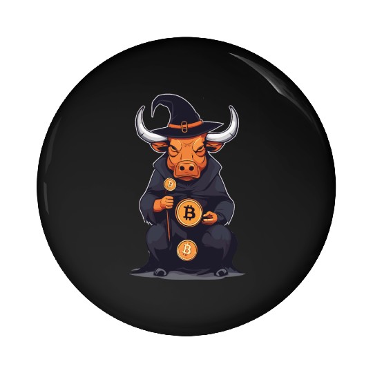 Halloween Bitcoin Wizard Bull Pin Buttons