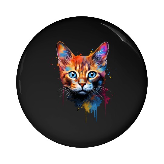Color Explosion Abyssinian Cat Cute Pin Buttons