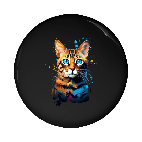 Colorful Color Explosion Bengal Cat Pin Buttons