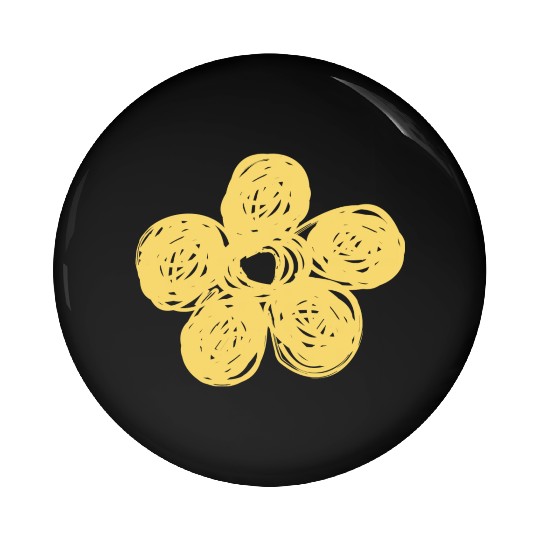 Yellow Chalkboard Flower Doodle Pin Buttons