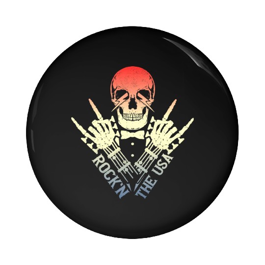 Rock n The Usa Rock Roll Skeleton Guitar Pin Buttons