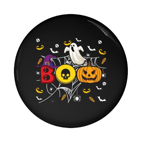 Boo Pumpkin Bat Ghost Funny Lazy Creepy Halloween Pin Buttons