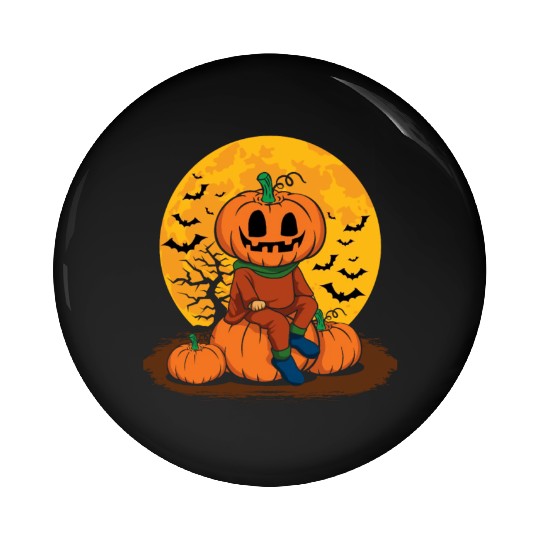 Cool Pumpkin Person Creepy Halloween Pumpkin Pin Buttons