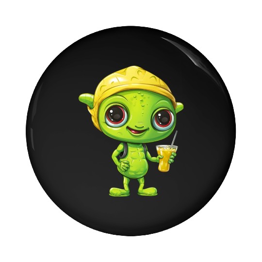 Refreshing Alien Lemonade: Green & Yellow Blend Pin Buttons
