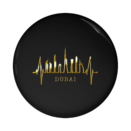 Dubai Skyline Heartbeat Burj Khalifa Silhouette Pin Buttons