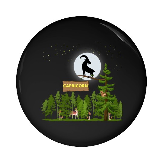 Zodiac Sign Capricorn Astrology Wild Forest Pin Buttons