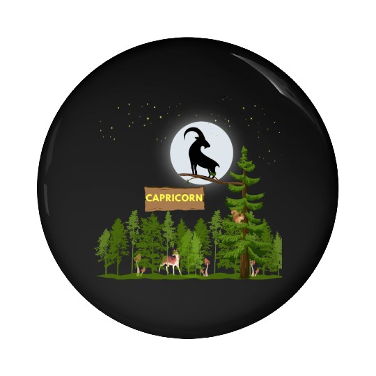 Zodiac Sign Capricorn Astrology Wild Forest Pin Buttons