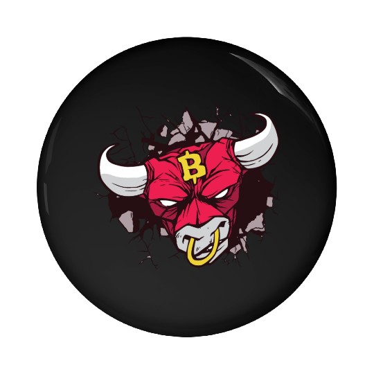 Angry bull crypto sign Pin Buttons