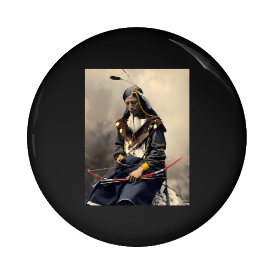 Native American Chief Bone Necklace With Bow Arrow Pin Buttons