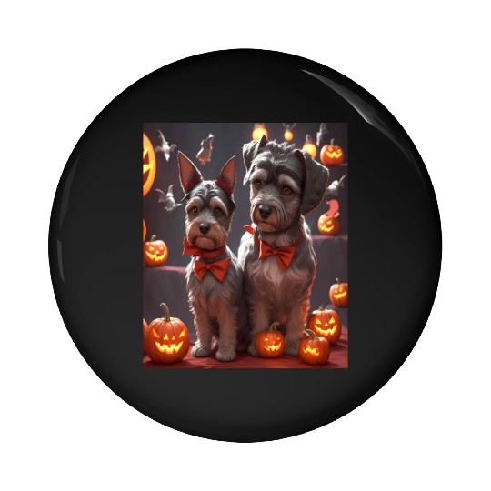 Schnauzer Hallooween Spooktacular Pin Buttons