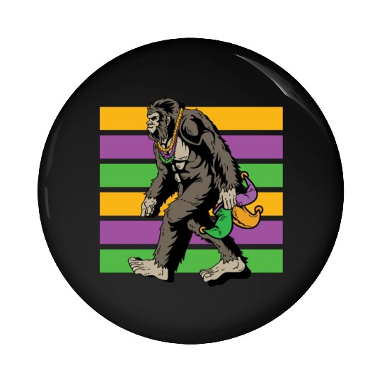 Bigfoot Mardi Gras Pin Buttons