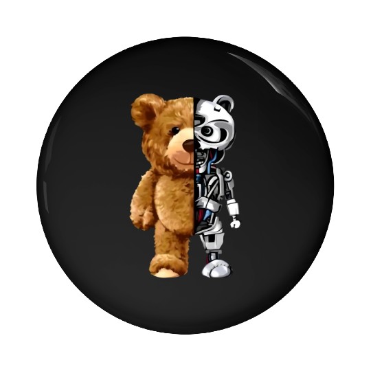 Teddy bear X Robot Pin Buttons