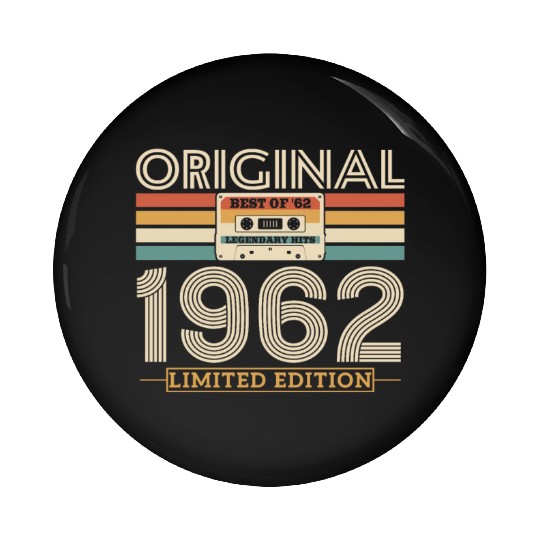 Retro '62 Vintage Birthda Pin Buttons