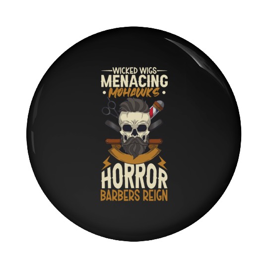 Horror Barber Spooky Hairdresser Hairstylist Hair Pin Buttons