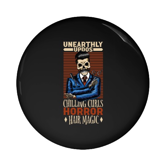Horror Barber Spooky Hairdresser Hairstylist Hair Pin Buttons