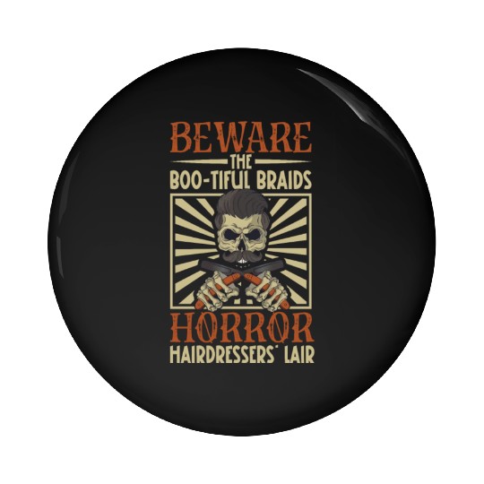 Horror Barber Spooky Hairdresser Hairstylist Hair Pin Buttons