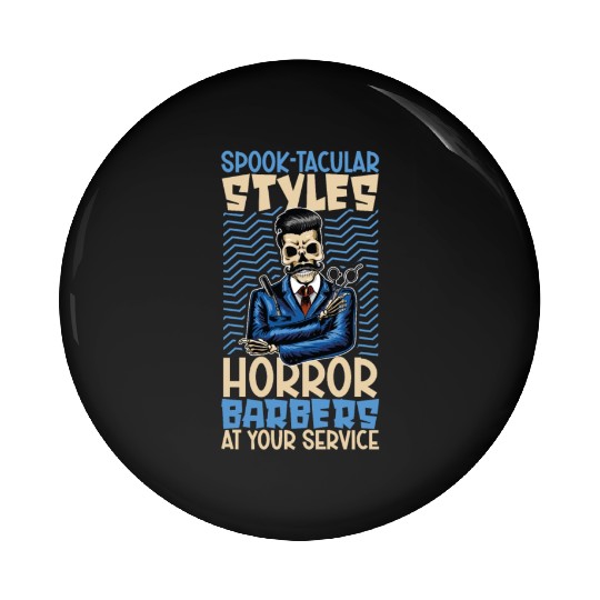 Horror Barber Spooky Hairdresser Hairstylist Hair Pin Buttons