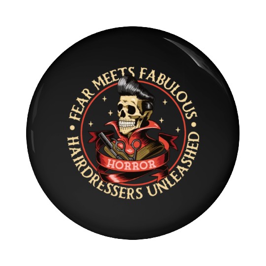 Horror Barber Spooky Hairdresser Hairstylist Hair Pin Buttons