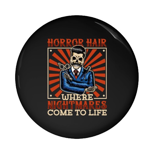 Horror Barber Spooky Hairdresser Hairstylist Hair Pin Buttons