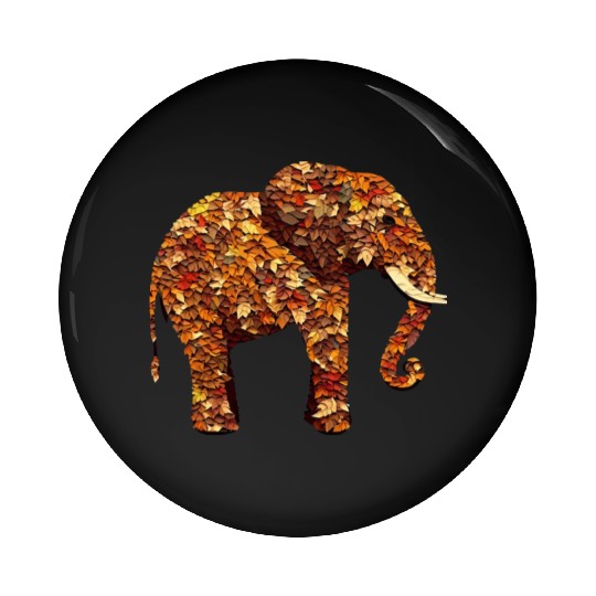African Elephant in Autumn: Colorful Foliage and Pin Buttons