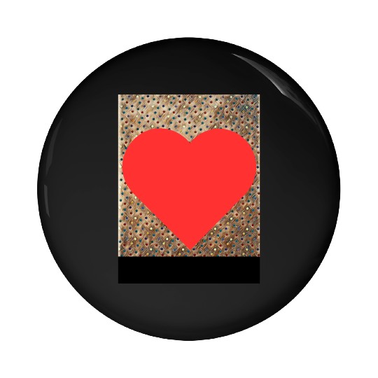 Romantic Red Love Heart on Brown Dotted Background Pin Buttons