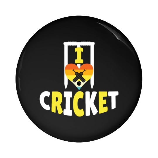 I Love Cricket Pin Buttons