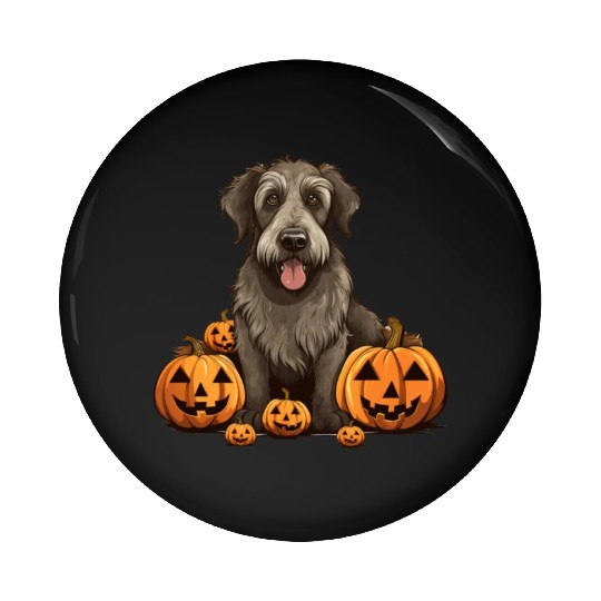 Irish Wolfhound Dog Pumpkin Lazy Halloween Party Pin Buttons