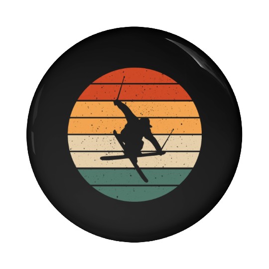 Retro Freestyle Skiing Design Pin Buttons