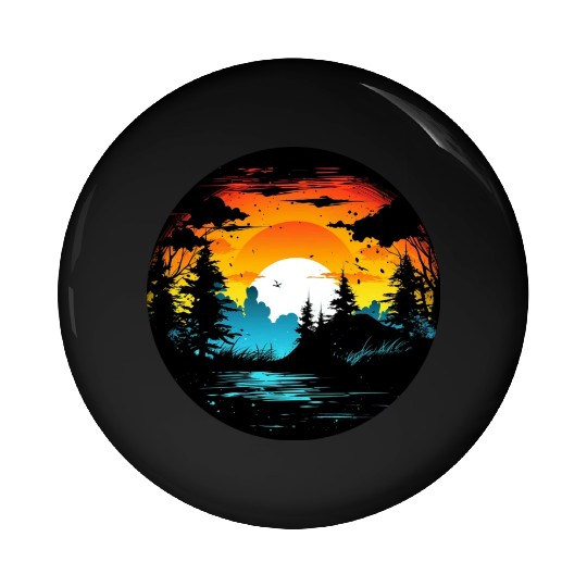 Riverside Twilight in the Forest Pin Buttons