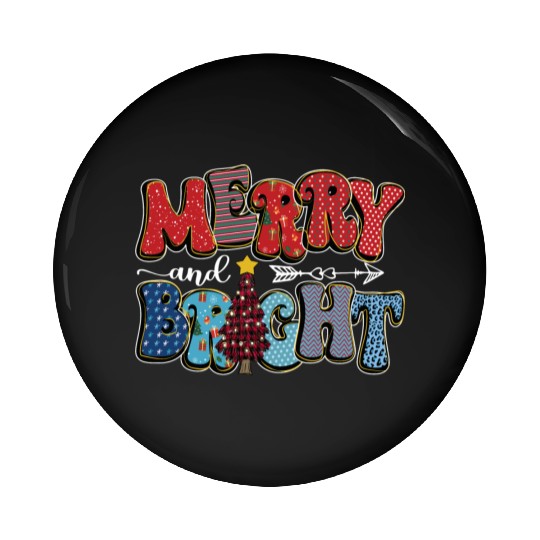 Merry and Bright Chistmas Tree Cute Christmas Pin Buttons