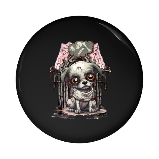 HalloweeChihuahua Mummy Dreaming of Skeleton Bones Pin Buttons