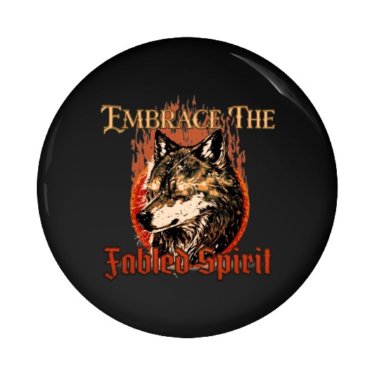 Embrace The Fabled Spirit Wolf Red Pin Buttons