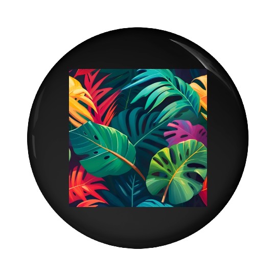 Tropical Foliage Watercolor Paradise Pin Buttons