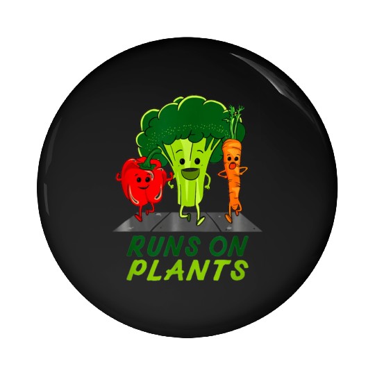 runs on plants vegan vegetarian runner broccoli gi Pin Buttons