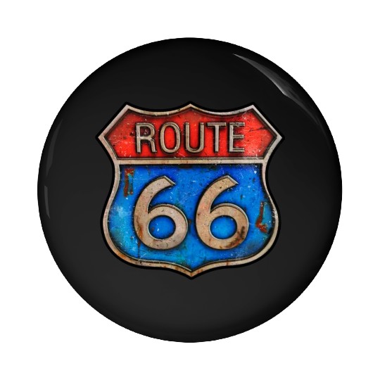 Route 66 vintage sign - Rusty metal Pin Buttons