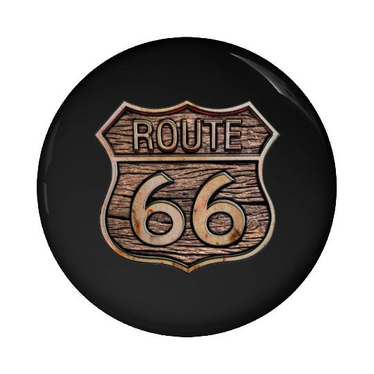 Route 66 vintage sign - Wood log signage Pin Buttons