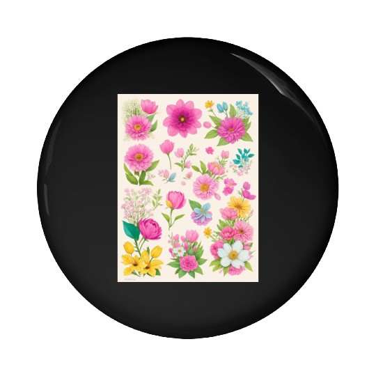 Buttercup and Marigold Spring Flowers Pin Buttons
