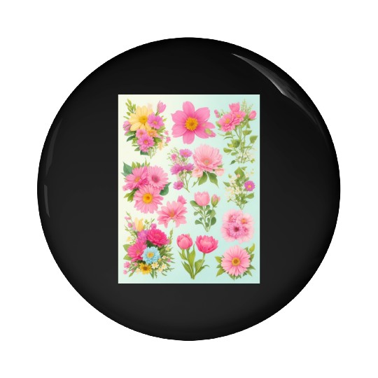 Iris and Indigo Spring Flowers Pin Buttons