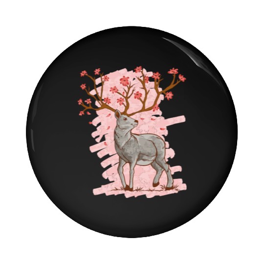 Cherry Blossom Deer Sakura Pin Buttons