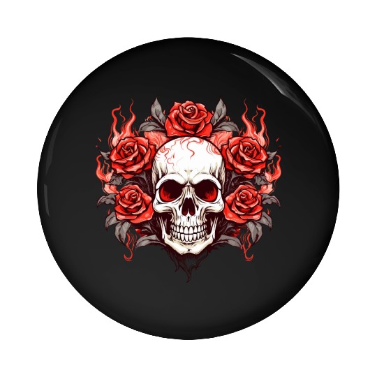 Halloween Roses and Skull Pin Buttons