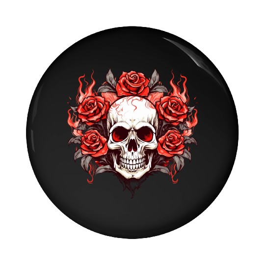 Halloween Roses and Skull Pin Buttons