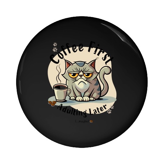 Coffee First - Adulting Later (...maybe) Pin Buttons