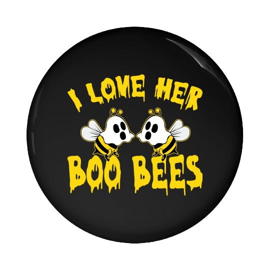 I Love Her Boo Bees Halloween Pin Buttons