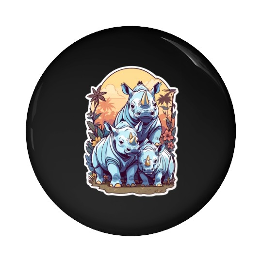 Rhinos Kawaii Pin Buttons