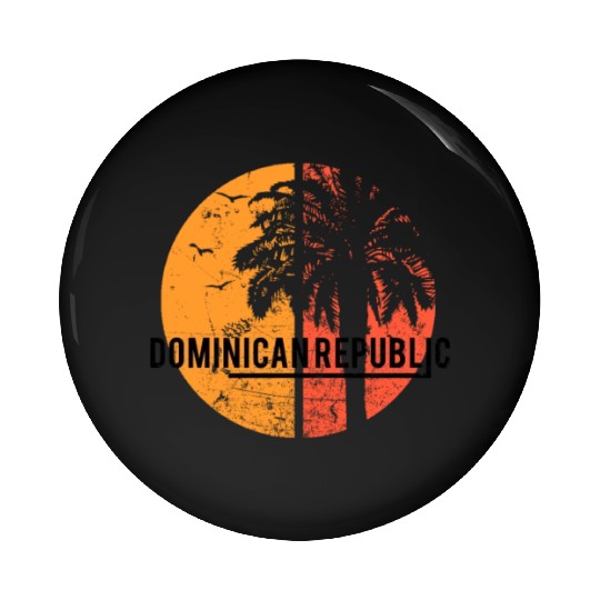 Artistic Dominican Republic Cool Palm Tree Pin Buttons