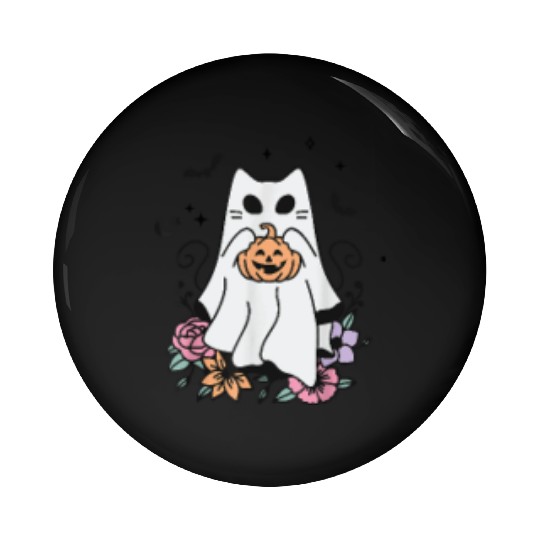 Stay Spooky Halloween Ghost Cat Pin Buttons