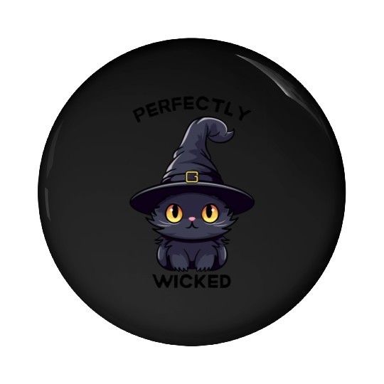 Wicked Cat Witch Funny Halloween Witch Pin Buttons